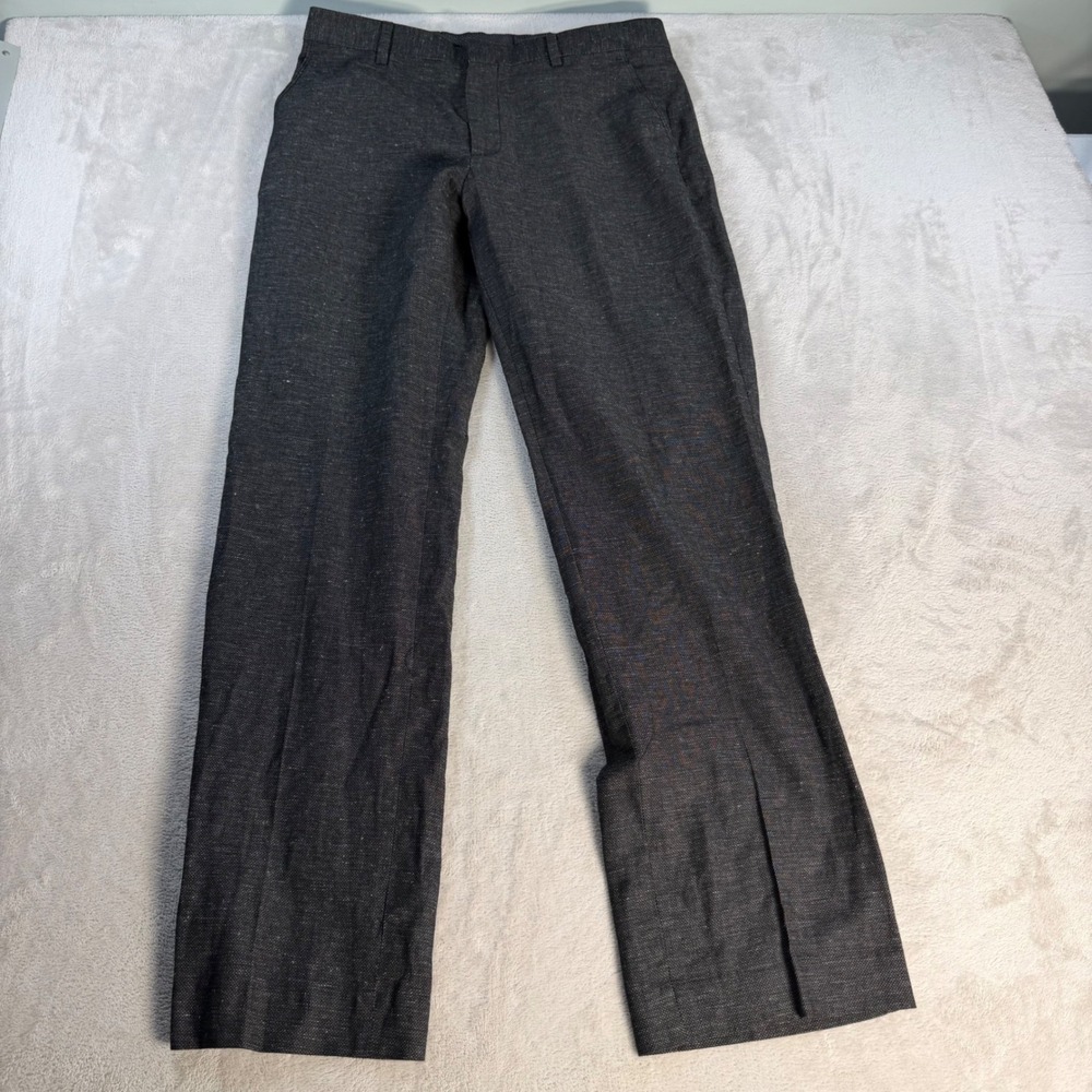 Banana Republic Tailored Fit Pants Mens 33x32 Grey Cotton Linen Dress Trousers